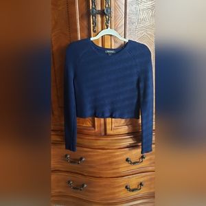 White House Black Market Navy Blue Cropped Sweater Size XS